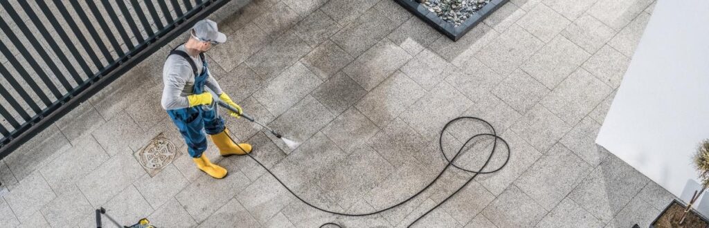 pressure washing a driveway